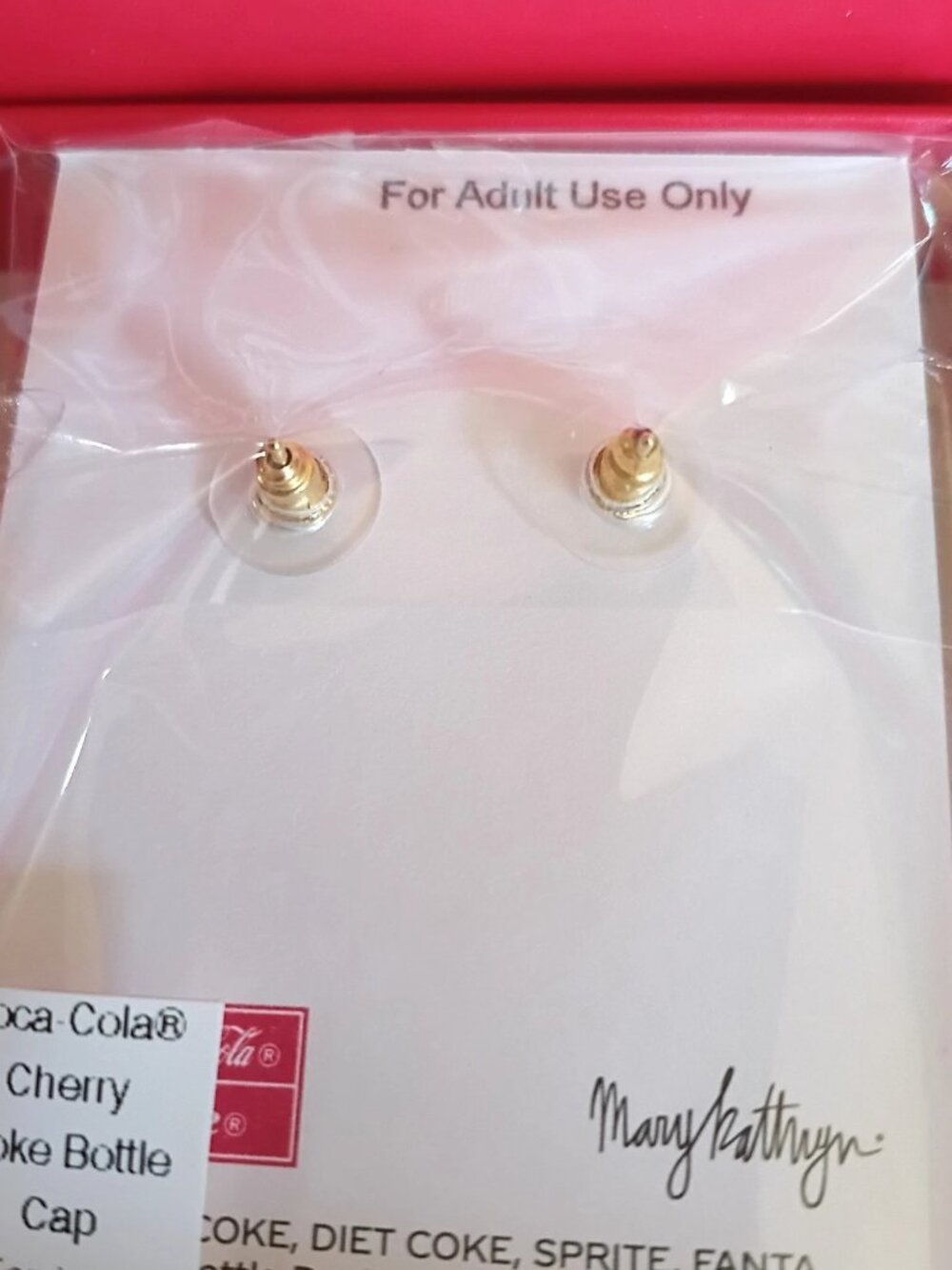 Coca-Cola Cherry Coke Pierced Earrings NIB Collectible Soda Jewelry - Picture 3 of 3